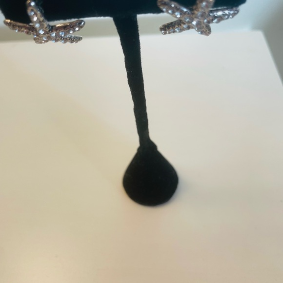 Starfish Rhinestone Earrings Silver Tone on Posts Vintage 1980’s - Picture 4 of 6